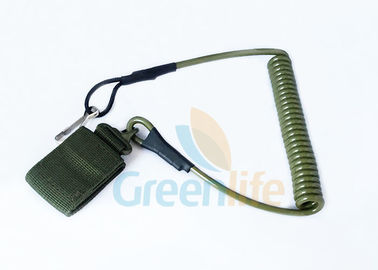 กองทัพสีเขียวที่แข็งแกร่งยุทธวิธีขดลวดเครื่องมือเชือกเส้นเล็ก PU การเก็บรักษาเพื่อป้องกัน